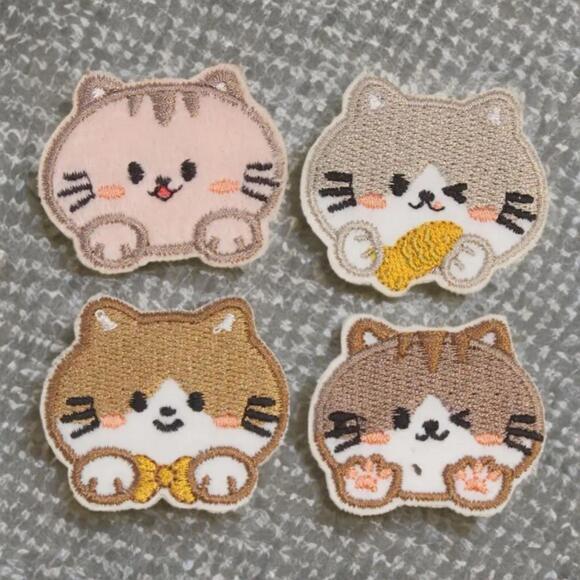 Other - Iron On Patch Set - Cute Kitty Cats 4 Pcs Kawaii Chubby Tabby Calico